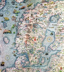 Skandinávia, részlet a Carta Marina da Olaus Magnusból, 1572